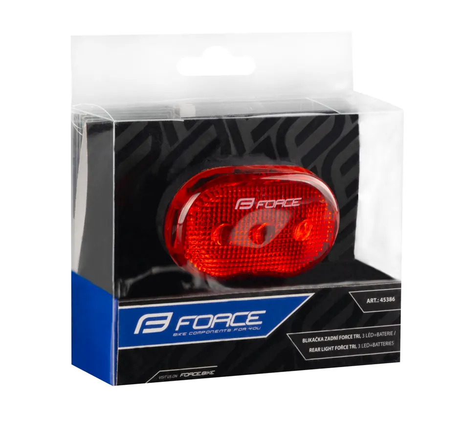 blikačka zadní FORCE TRI  3LM 3 LED+ baterie