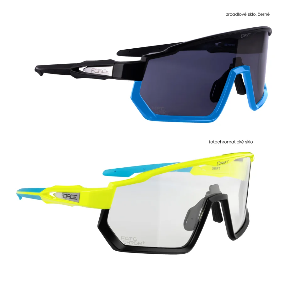 brýle F DRIFT 1xfluo+1xčerné,fotoch.+čer.sklo SADA