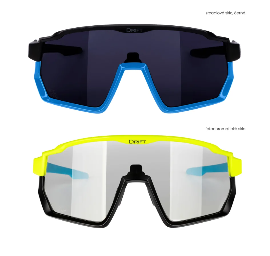 brýle F DRIFT 1xfluo+1xčerné,fotoch.+čer.sklo SADA