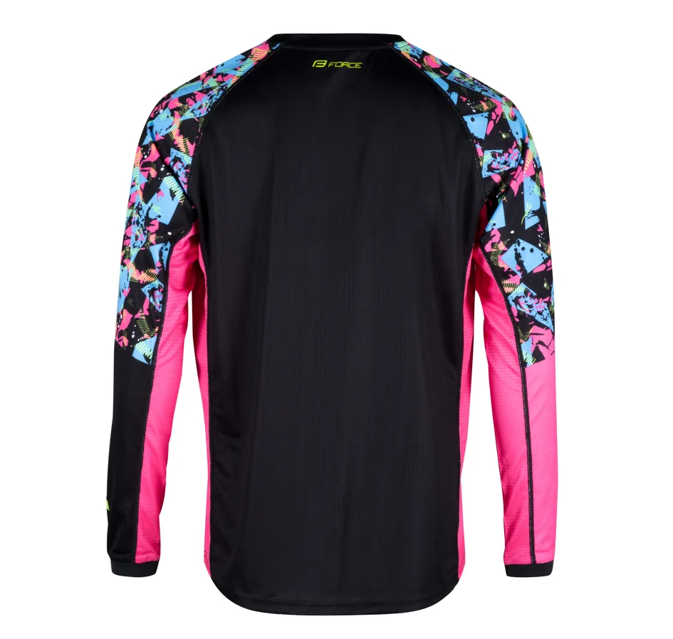 dres F RECKLESS dl. rukáv, černo-růžovo-fluo