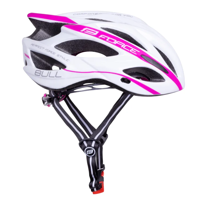 přilba FORCE BULL, bílo-růžová