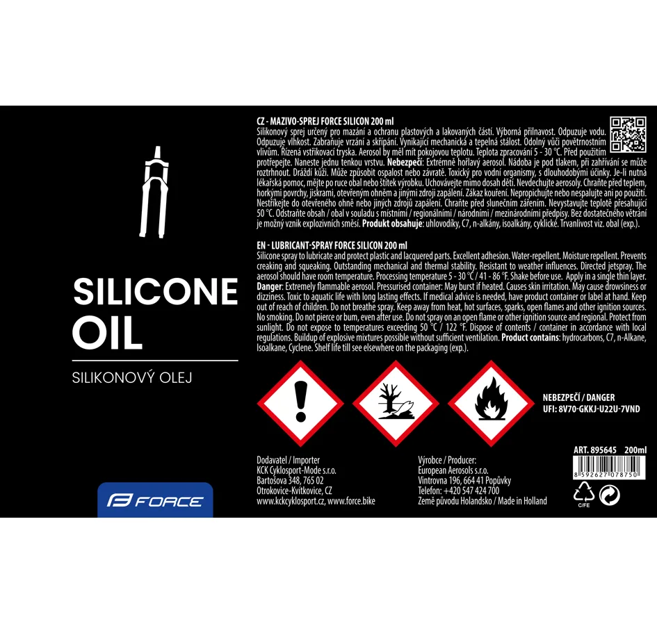 silicone lubricant FORCE, spray 200 ml