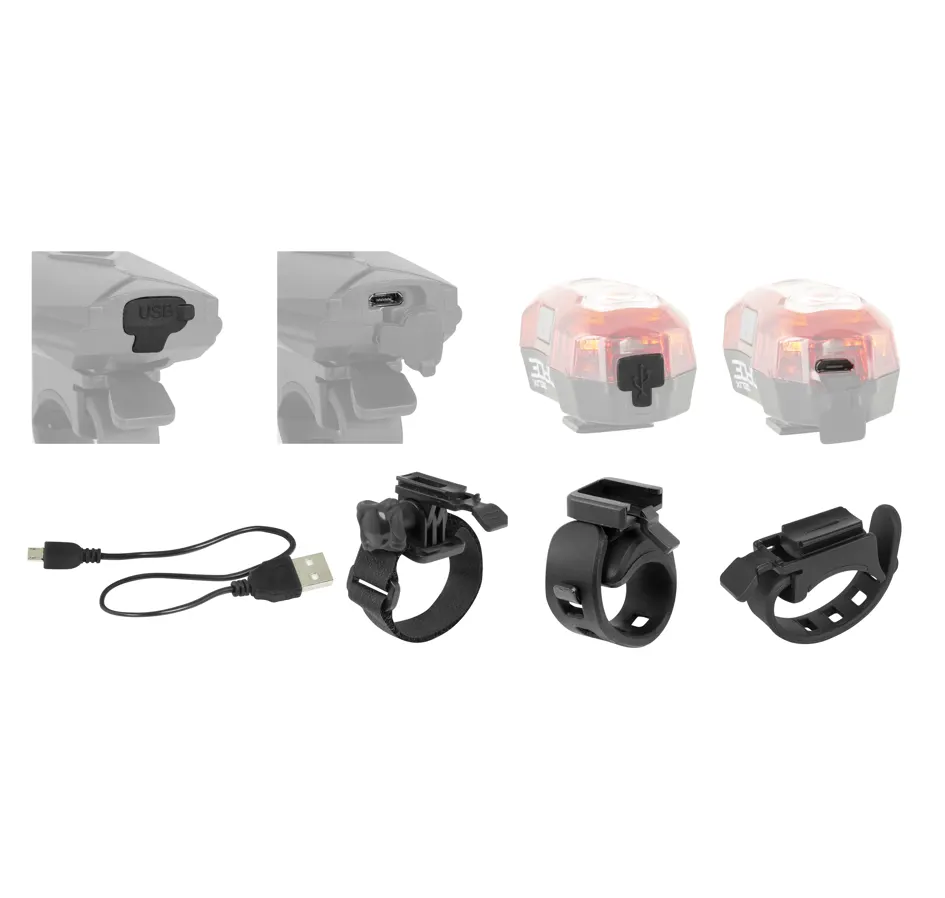 světla sada FORCE EXPRESS USB přední+zadní