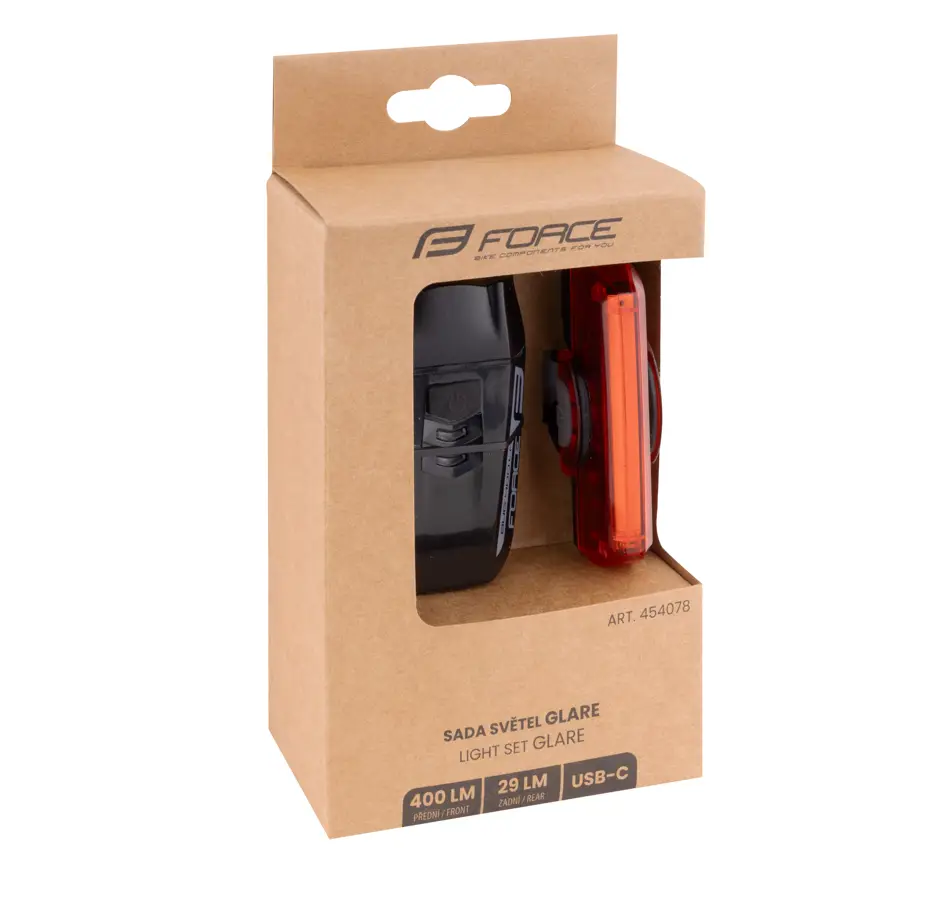 světla sada FORCE GLARE USB přední+zadní